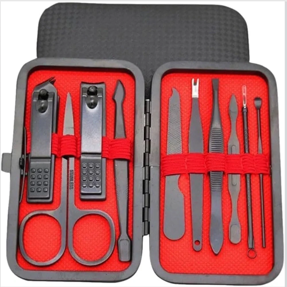 Elegant Black and Red Manicure Set
